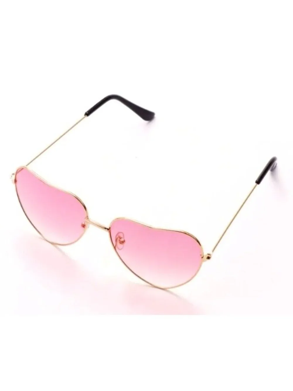 Heart-Shaped Rose Red / Pink Gradient Sunglasses With Gold Frame